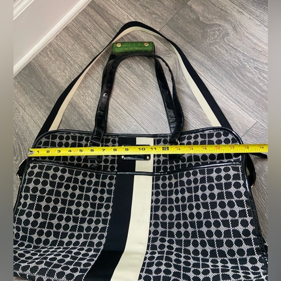 Kate Spade Noel Print Duffel Weekender Travel/Carry-On Bag Black & Cream w Green - Picture 11 of 16